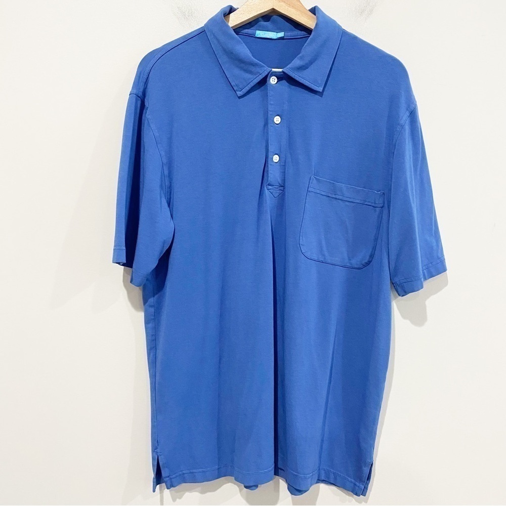 J.MCLAUGHLIN Men’s Polo Shirt Modal Cotton Pocket Everyday Soft Blue Size Medium